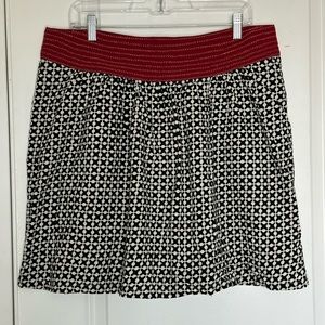 Mata Traders Black White Red Mixed Print Cotton Button Back Skirt XL.